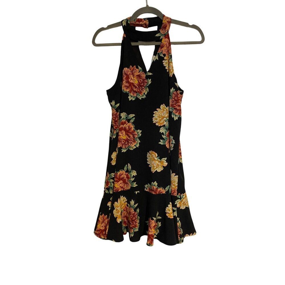 Entro Dress Women's S Multicolor Floral Choker Neck Sleeveless Flowy Cottagecore